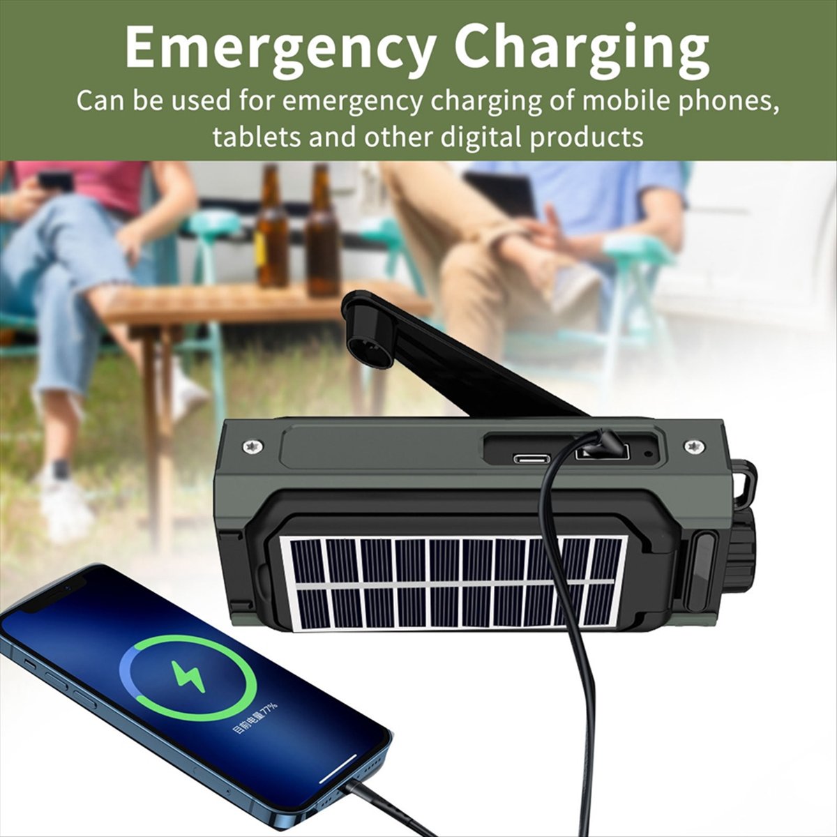 Solar Emergency Charger - A26Z 휴대용 태양광 라디오, 비상용 핸드